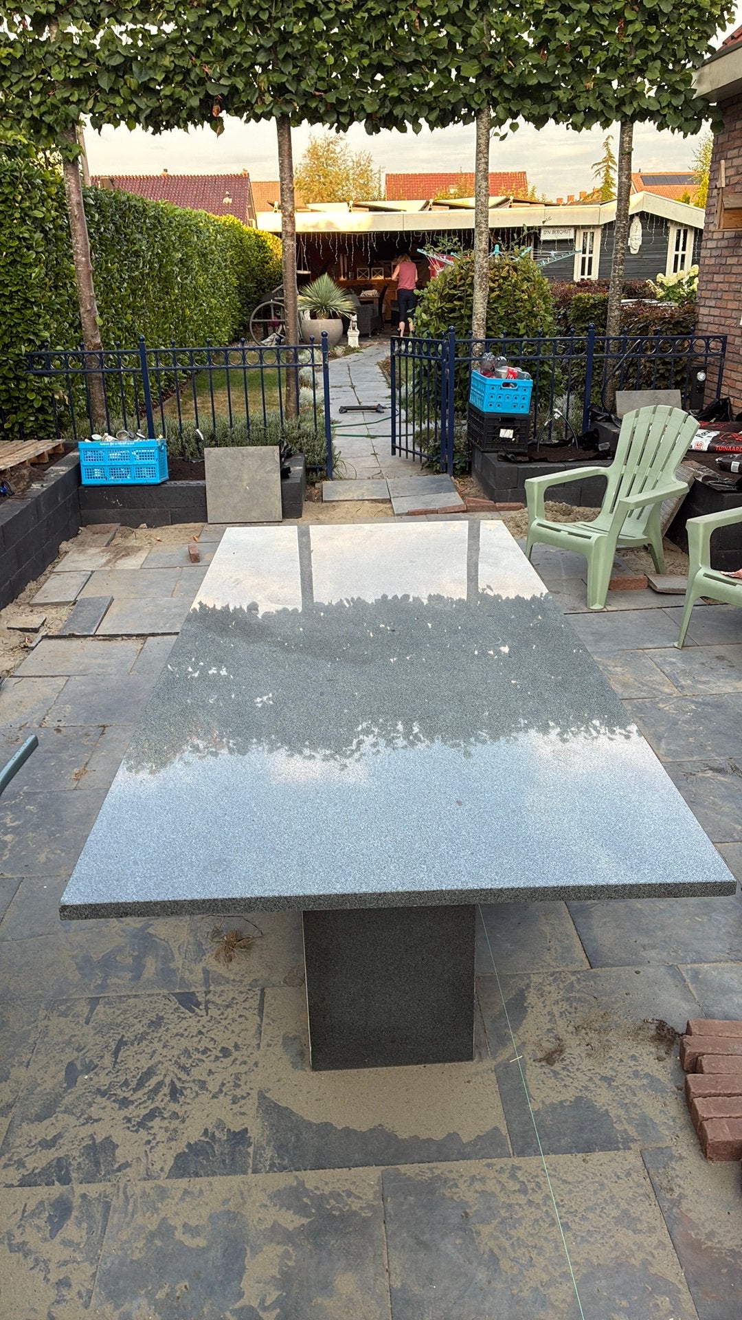 Natuursteen tuintafel, Ophalen, Zo goed als nieuw, Rechthoekig, Overige materialen