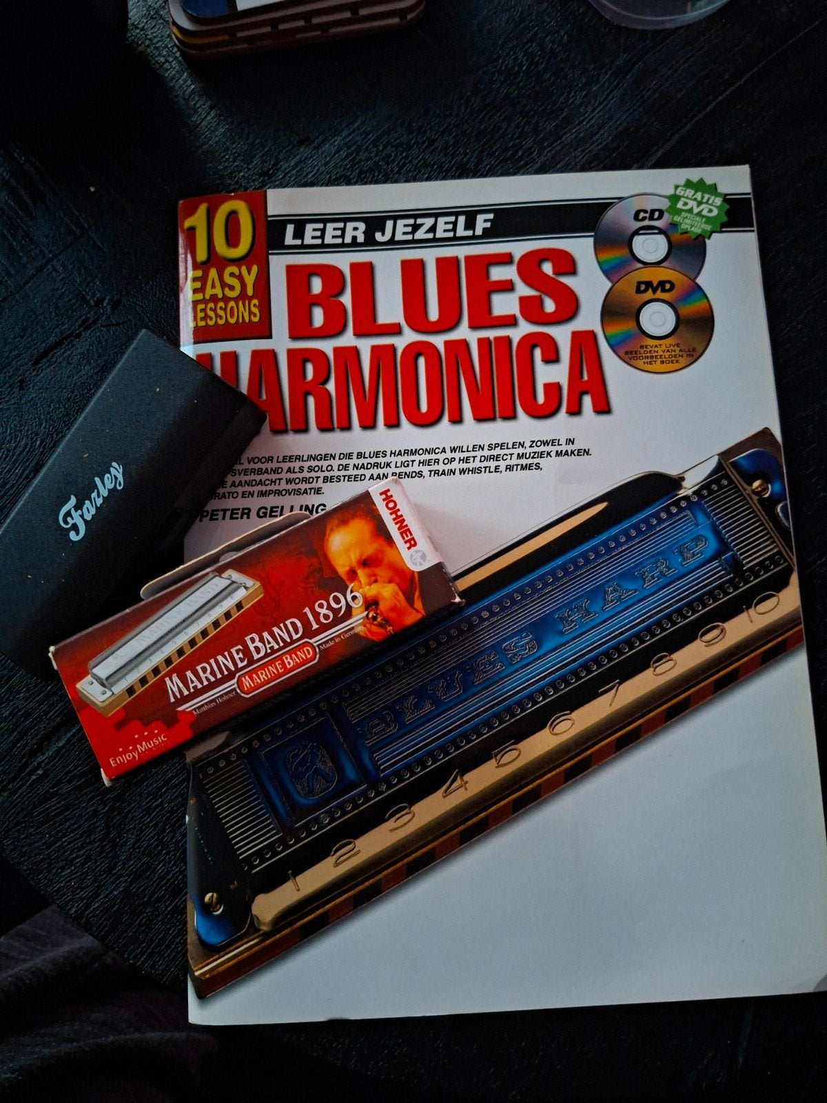 Blues Harmonica Set: Hohner Marine Band & Farley met boek, Muziek en Instrumenten, C-mondharmonica, Ophalen of Verzenden, Zo goed als nieuw