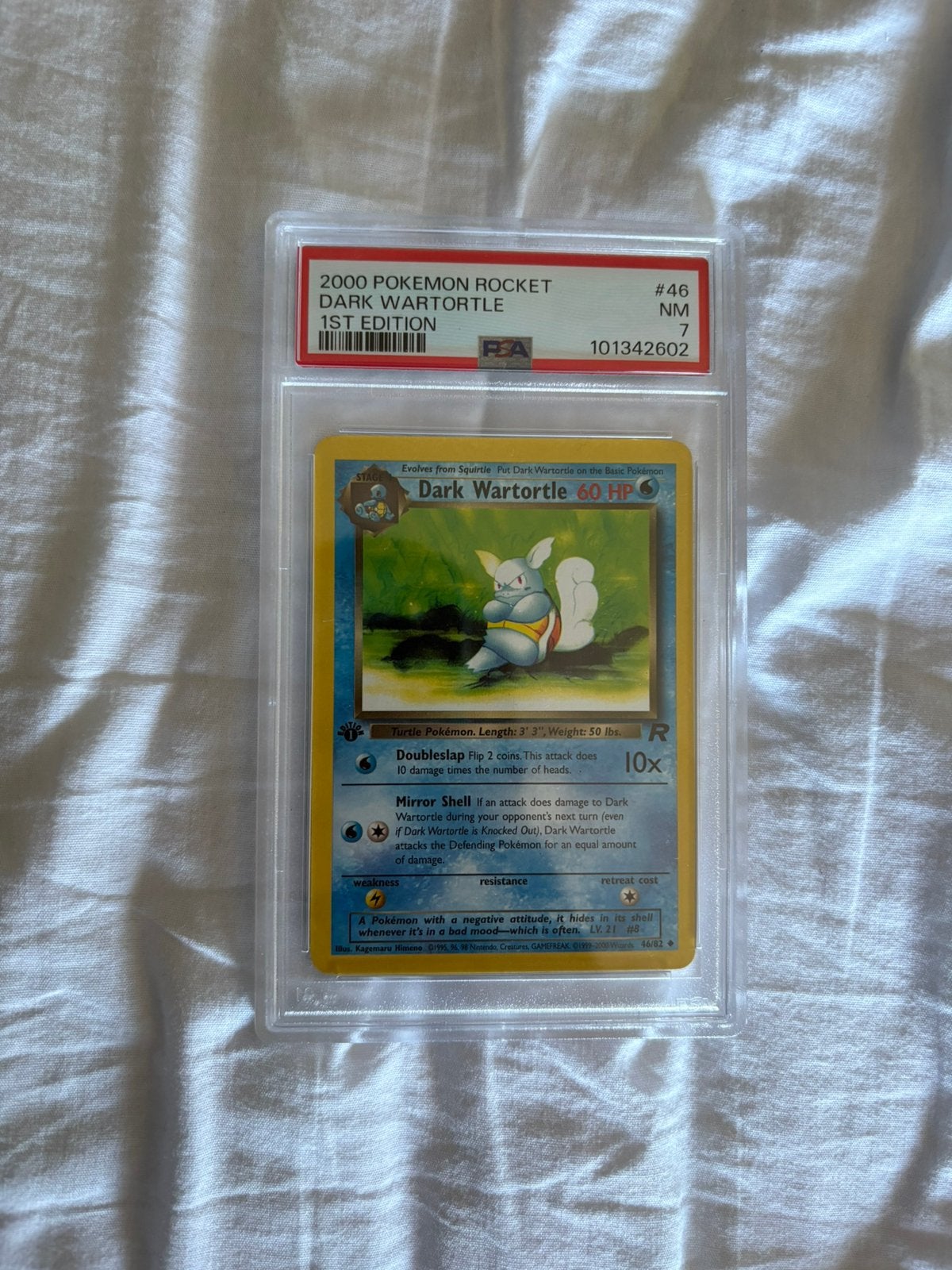 Dark wartortle psa 7!, Ophalen of Verzenden, Nieuw, Losse kaart, Foil