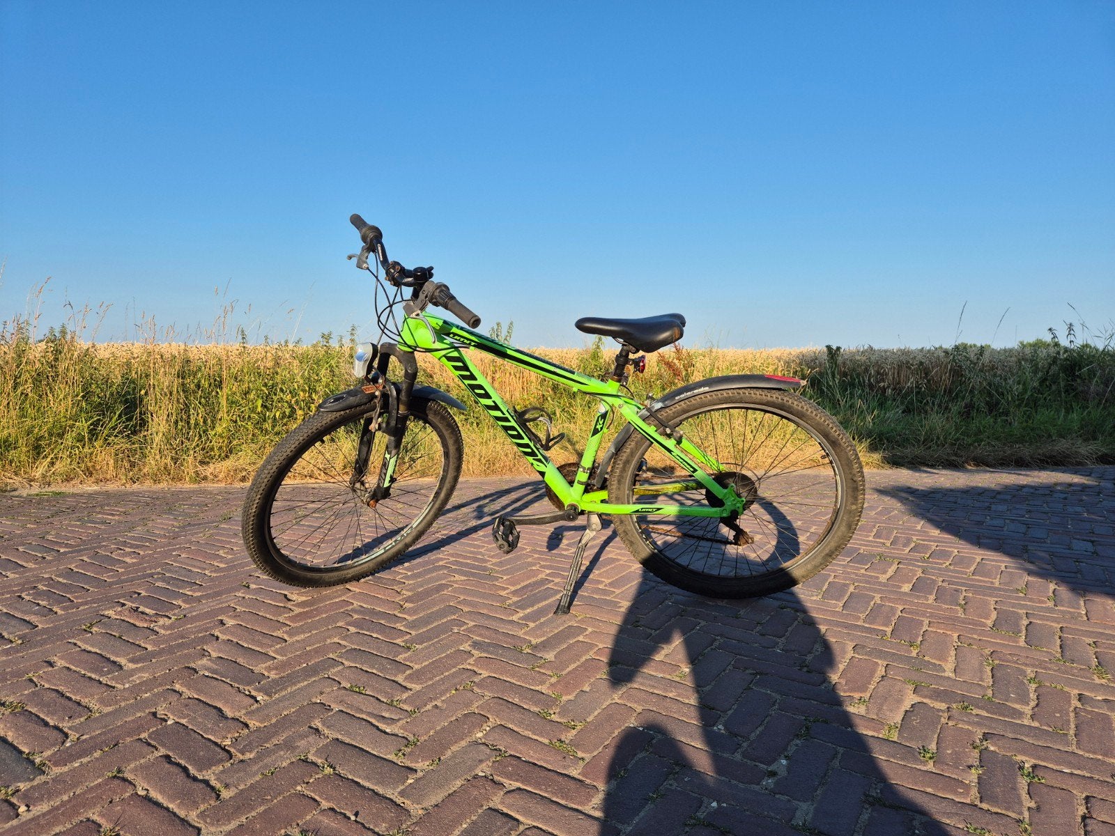 Groene fiets met 18 versnellingen en werkende lampen, Overige merken, Gebruikt, Hardtail, 49 tot 53 cm