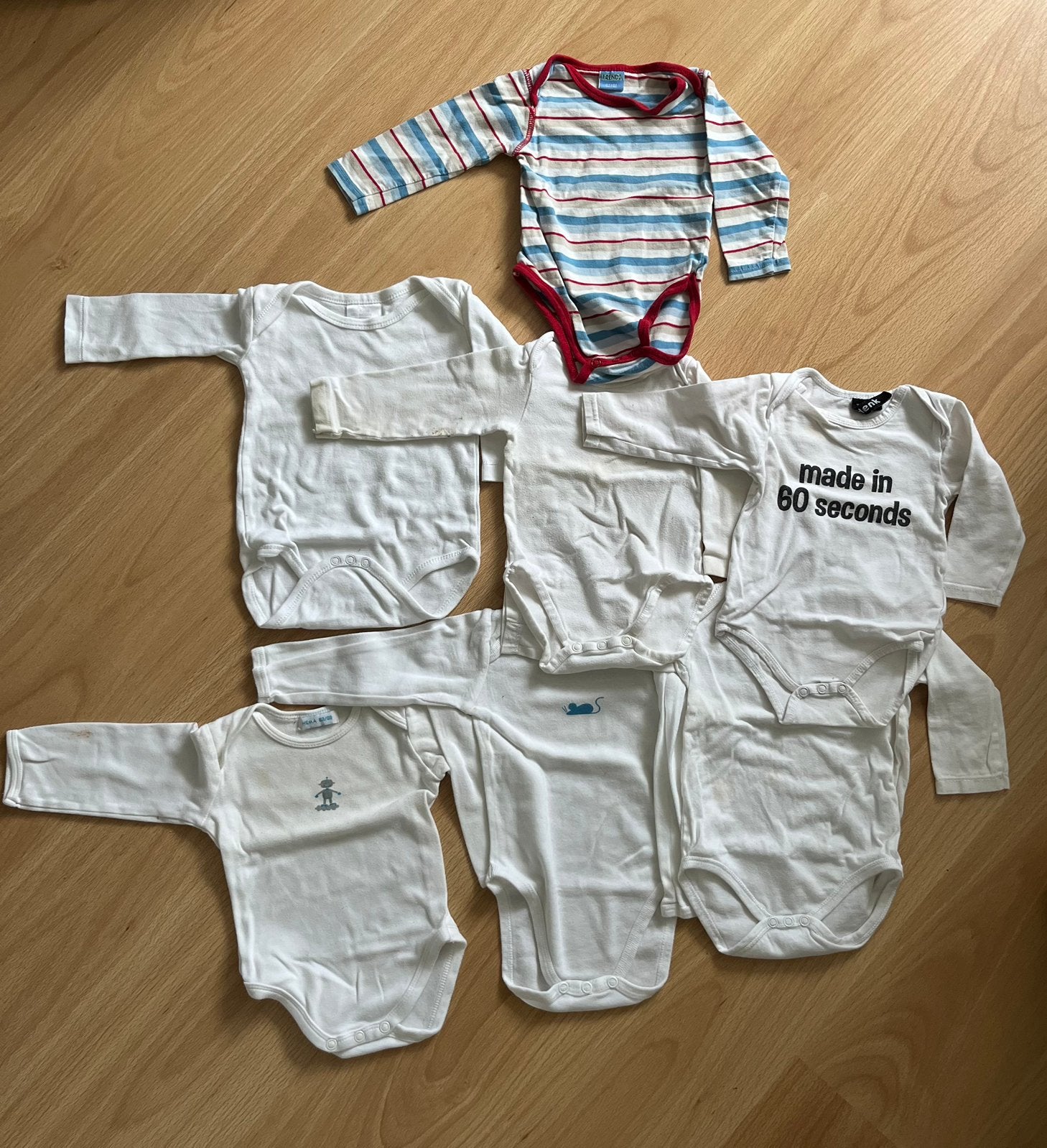 Zeven rompers met lange mouw in maat 62/68, Kinderen en Baby's, Ophalen, Gebruikt, Jongetje of Meisje