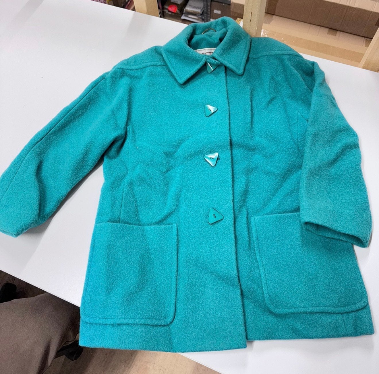 Zeldzame Eastex Jas groen-blauw dames L wol wollen winter, Kleding | Dames, Jassen | Winter, Blauw, Maat 42/44 (L), Ophalen of Verzenden