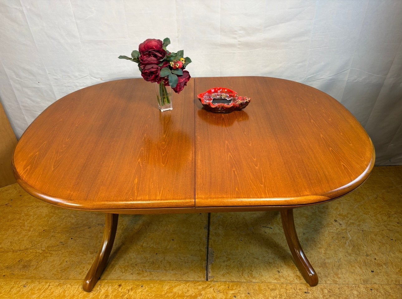 Gratis bezorging! Mid-century retro ovale teak eettafel 1960, Huis en Inrichting, Tafels | Eettafels, Gebruikt, -, -, Teakhout