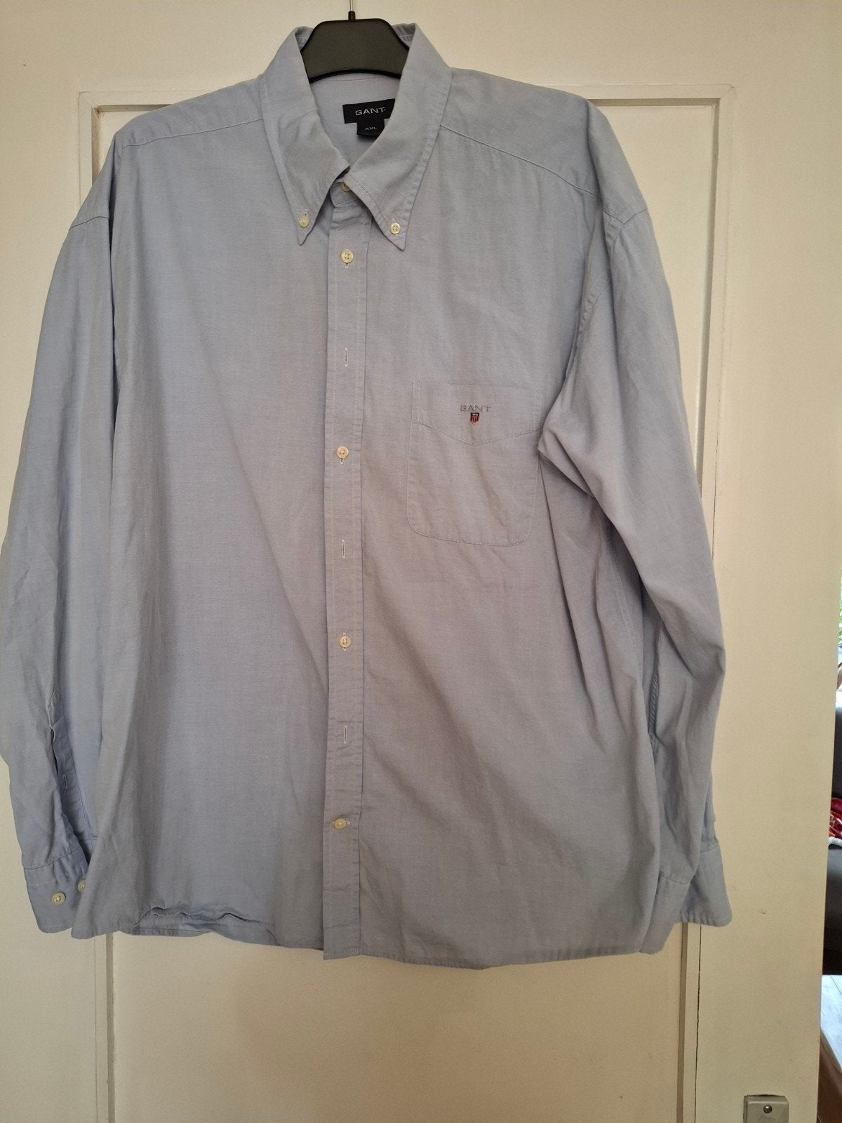 1/Gent lichtblauw herenoverhemd XXL lange mouw., Ophalen, Blauw, Zo goed als nieuw, Overige halswijdtes