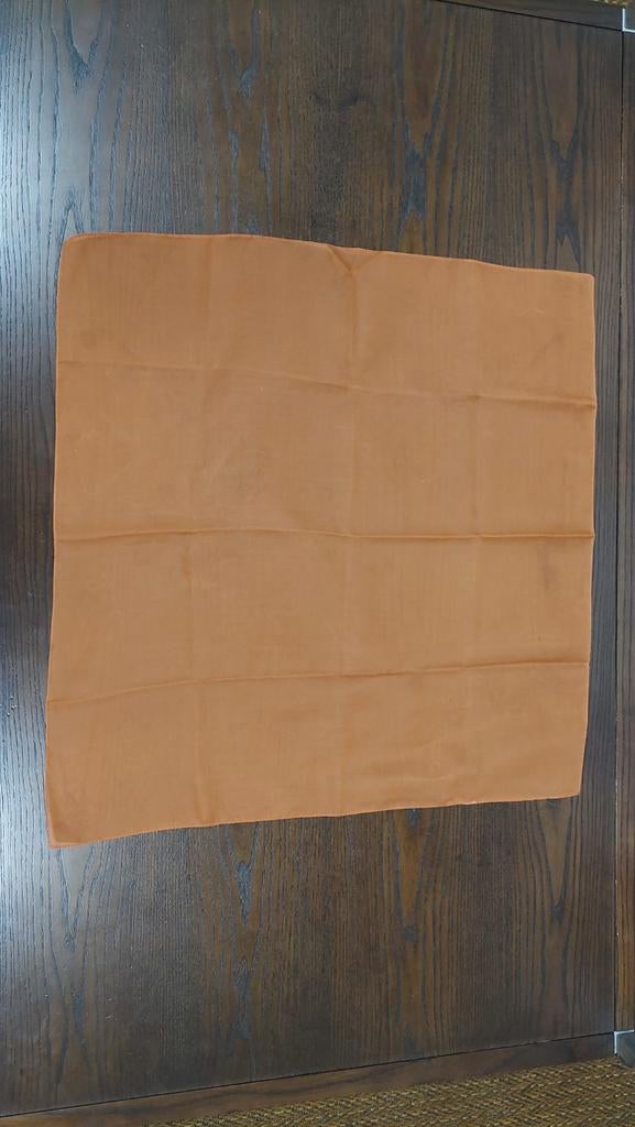 Vintage sjaal, oranje/bruin doorzichtig +/_ 70 bij 70 cm, Ophalen of Verzenden, Zo goed als nieuw, Maat 46/48 (XL) of groter, Sjaal