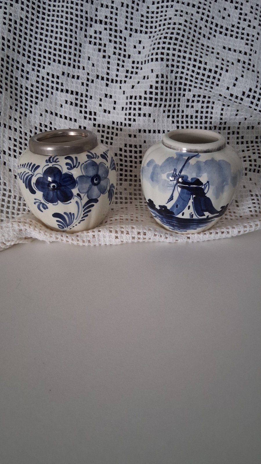 Set van 2 Delfts Blauw miniatuur vaasjes, Ophalen of Verzenden