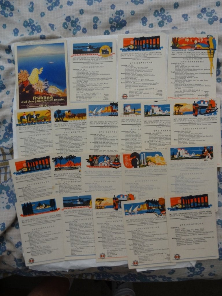 Boekje M.S. Monte Rosa en 19 menukaarten uit 1935, Ophalen, Gebruikt, Motorboot of Zeilboot, Overige typen