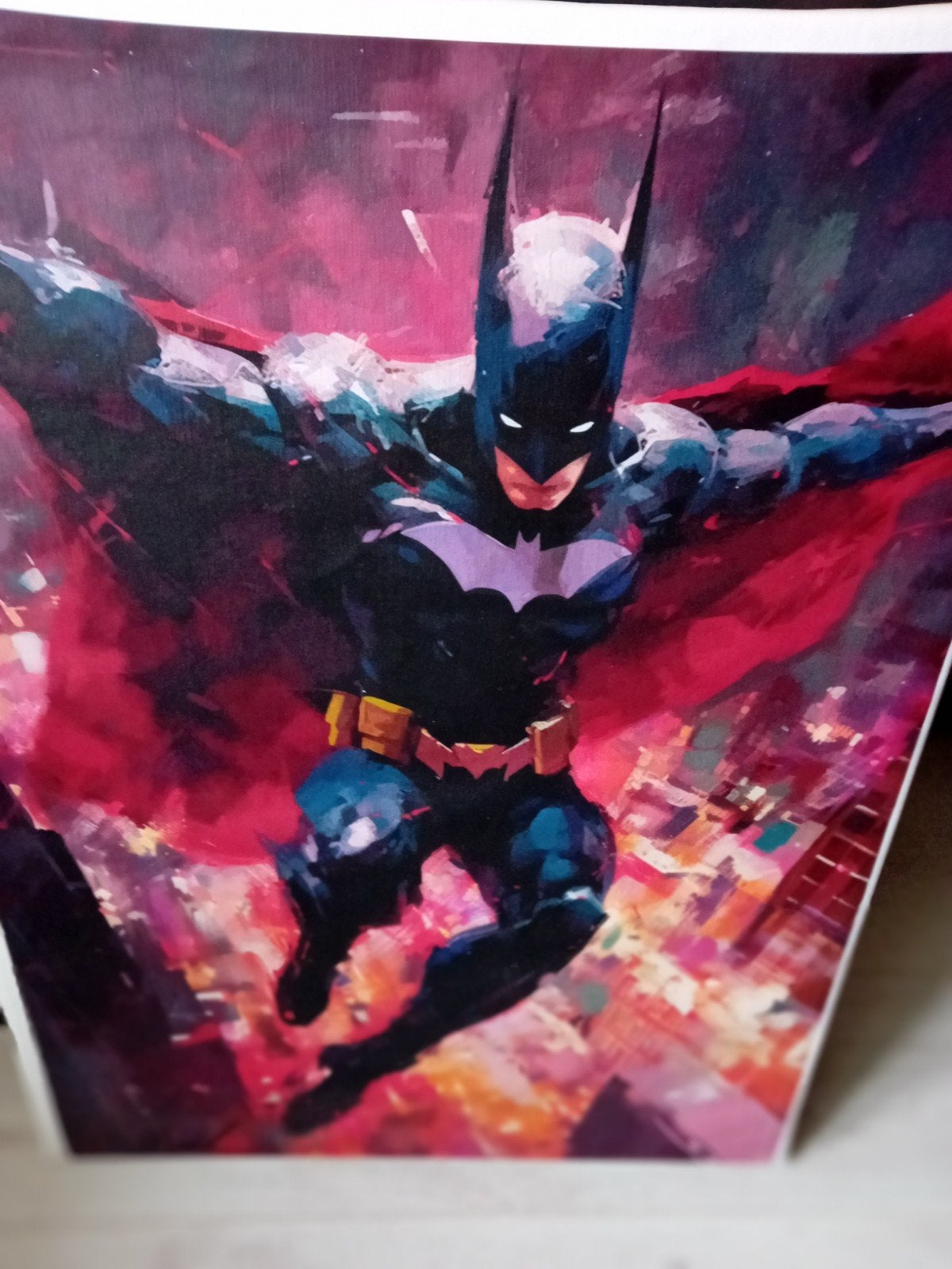 Batman kunstprint - Levendige kleuren, Antiek en Kunst, Kunst | Schilderijen | Modern, Ophalen of Verzenden