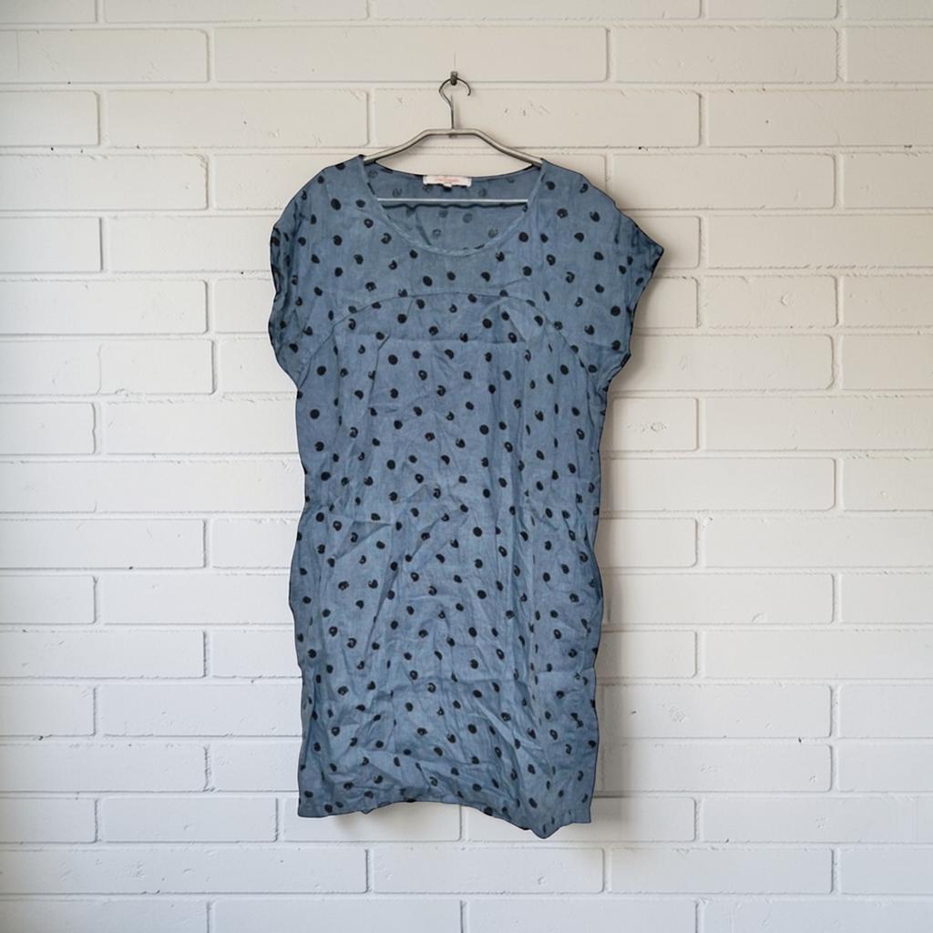 La Fée Maraboutée Jurk Maat 40 Grijs Blauw Polkadots Linnen, Blauw, Lfm, Ophalen of Verzenden, Zo goed als nieuw