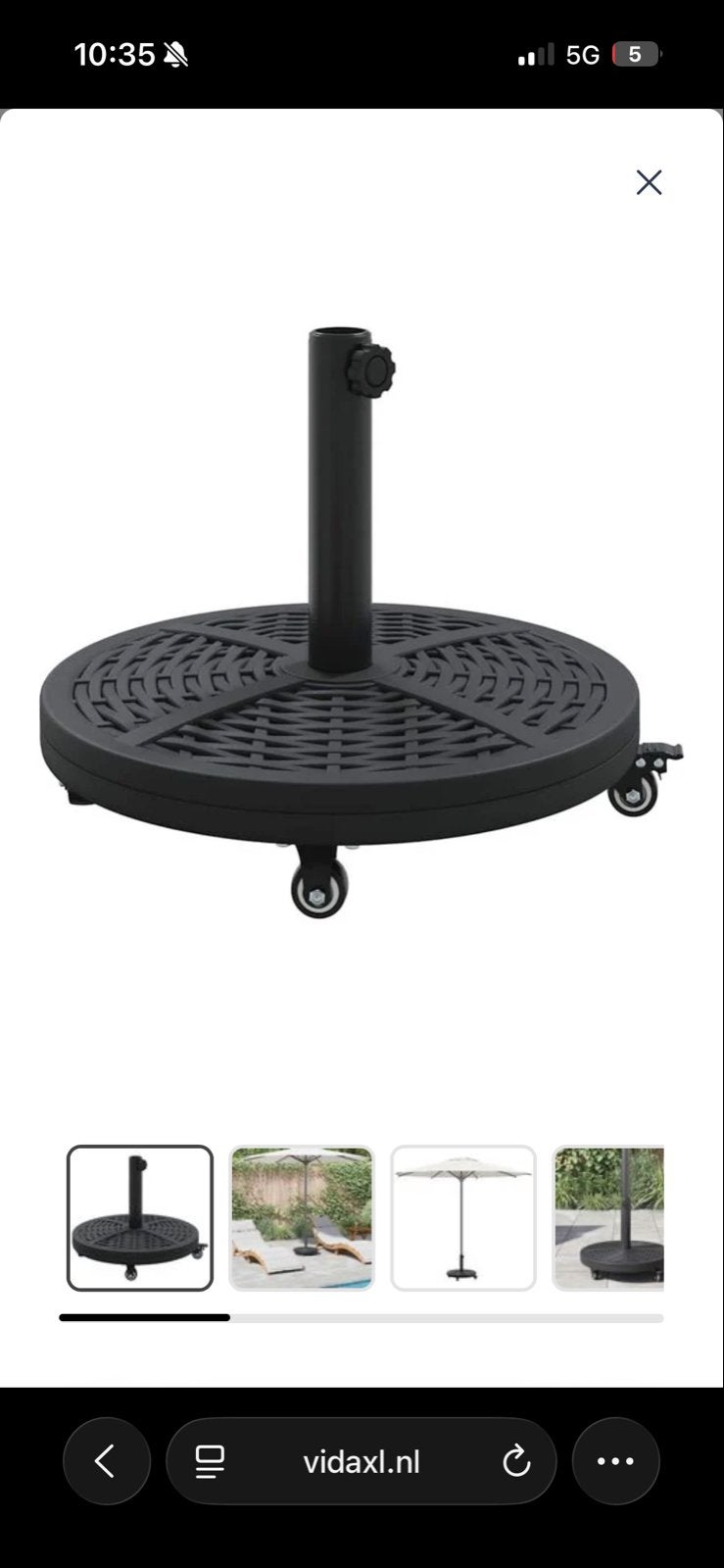 Nieuwe parasolvoet met wieltjes - verkeerd besteld, Tuin en Terras, Parasols, Ophalen, Nieuw, Parasolvoet