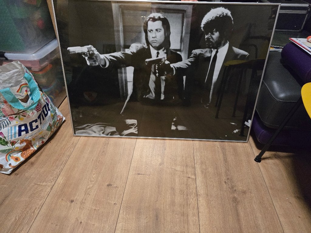 Pulp Fiction poster in lijst - 71x100 cm, Verzamelen, Gebruikt, Met lijst, Deurposter of groter, Rechthoekig Liggend