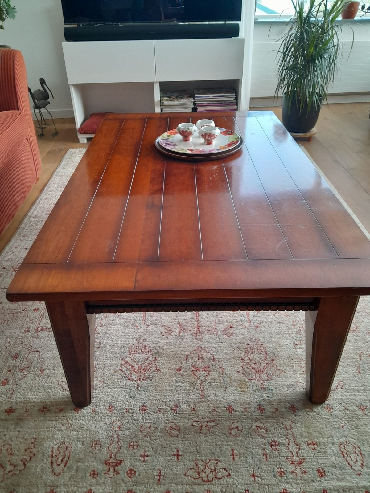 Kersenhouten salontafel, Ophalen, 100 tot 150 cm, 50 tot 100 cm, Zo goed als nieuw