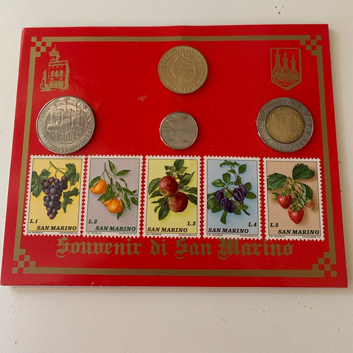 Souvenir San Marino: Munten en Postzegels, Ophalen of Verzenden, Buitenland, Munten en Bankbiljetten
