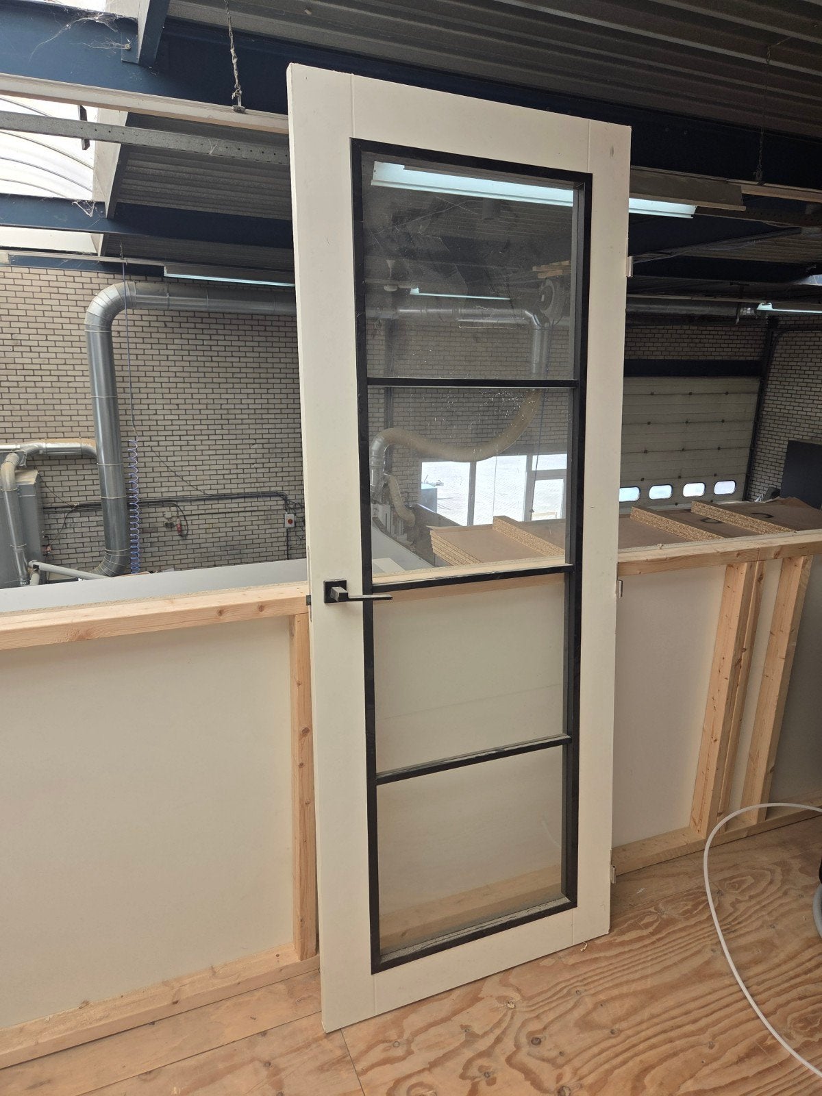 Binnendeur met glas en zwart frame, Ophalen, 80 tot 100 cm, Binnendeur, Zo goed als nieuw