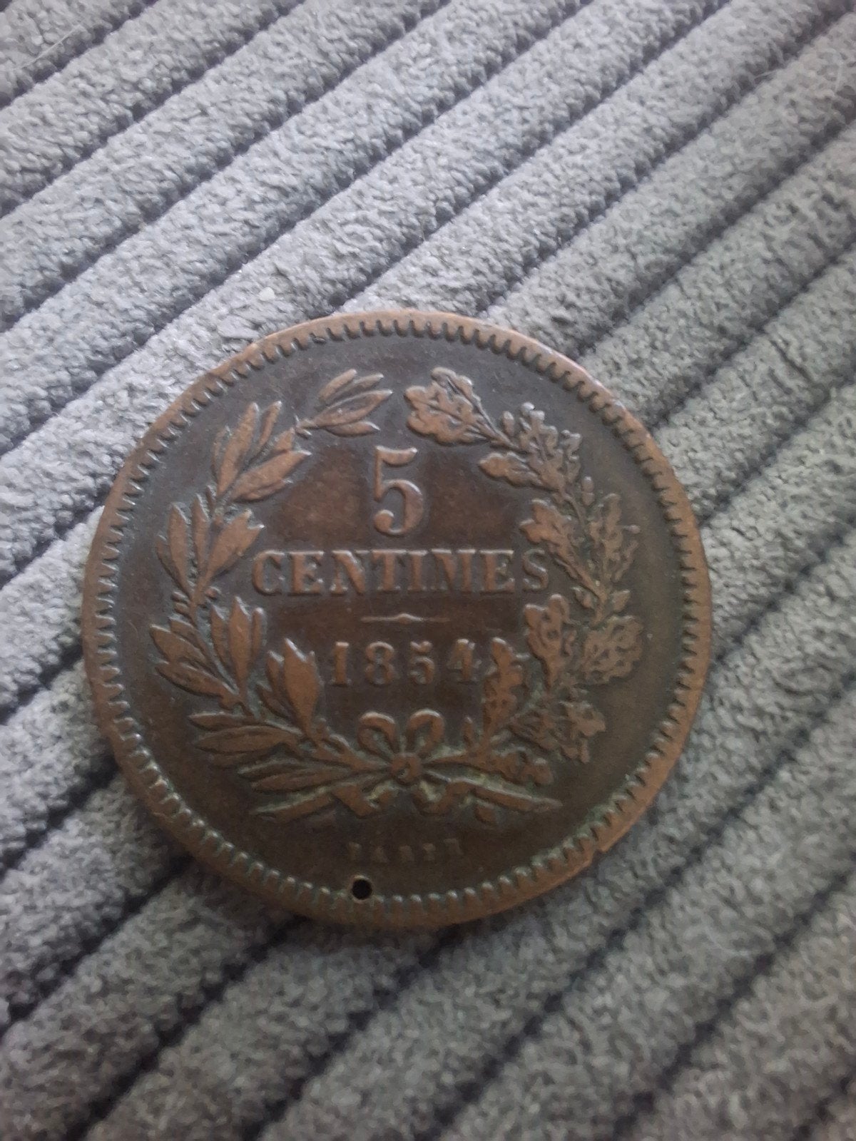 Munt Luxemburg / 5 centimes / 1854, Postzegels en Munten, Ophalen of Verzenden, Overige landen