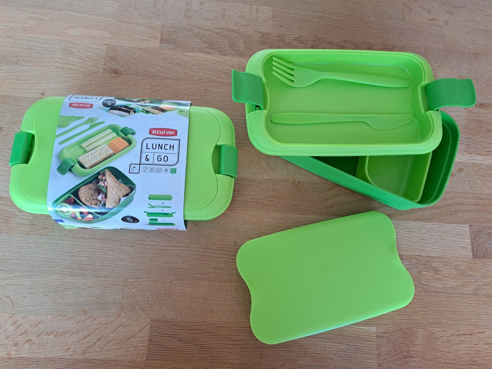 Curver Lunch & Go lunchbox met bestek - Nieuw, Groen, Kunststof, Nieuw, Ophalen of Verzenden