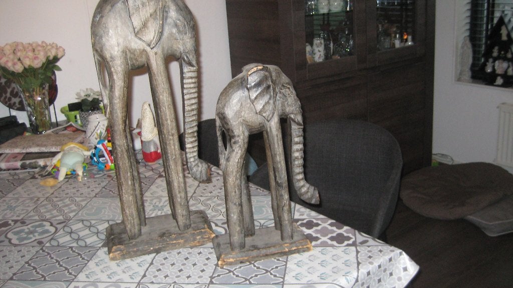 houten Bilden Olifanten, Ophalen, Zo goed als nieuw, Wild dier, Beeldje of Figuurtje