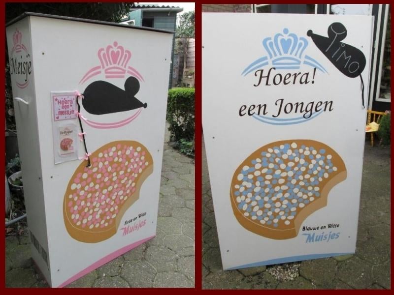 Blauw en Roze Megapak Beschuit met Muisjes Geboortebord e.a, Ophalen, Zo goed als nieuw, Geboortebord