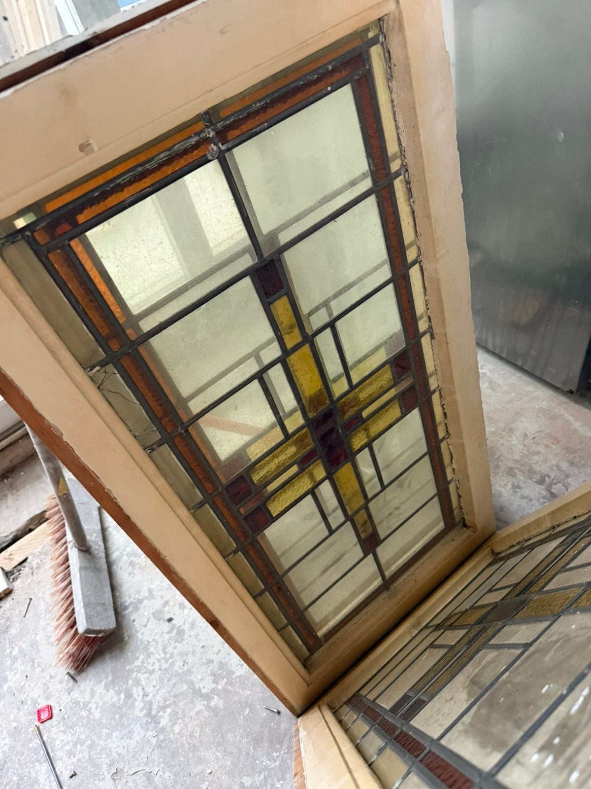 3 glas in lood kozijnen, Ophalen, Gebruikt, Glas in lood, Minder dan 80 cm
