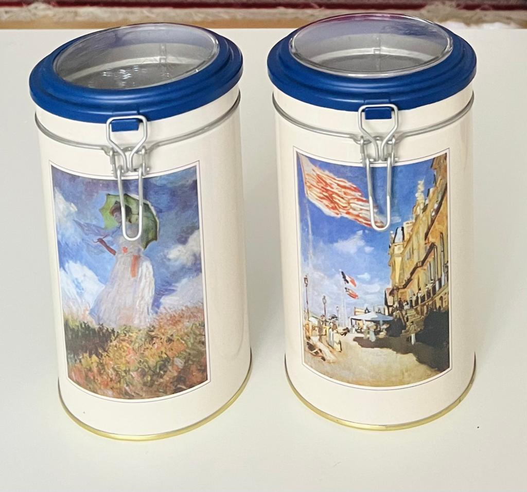 Twee  decoratieve metalen opbergvannen, Claude Monet., Ophalen of Verzenden, Overige