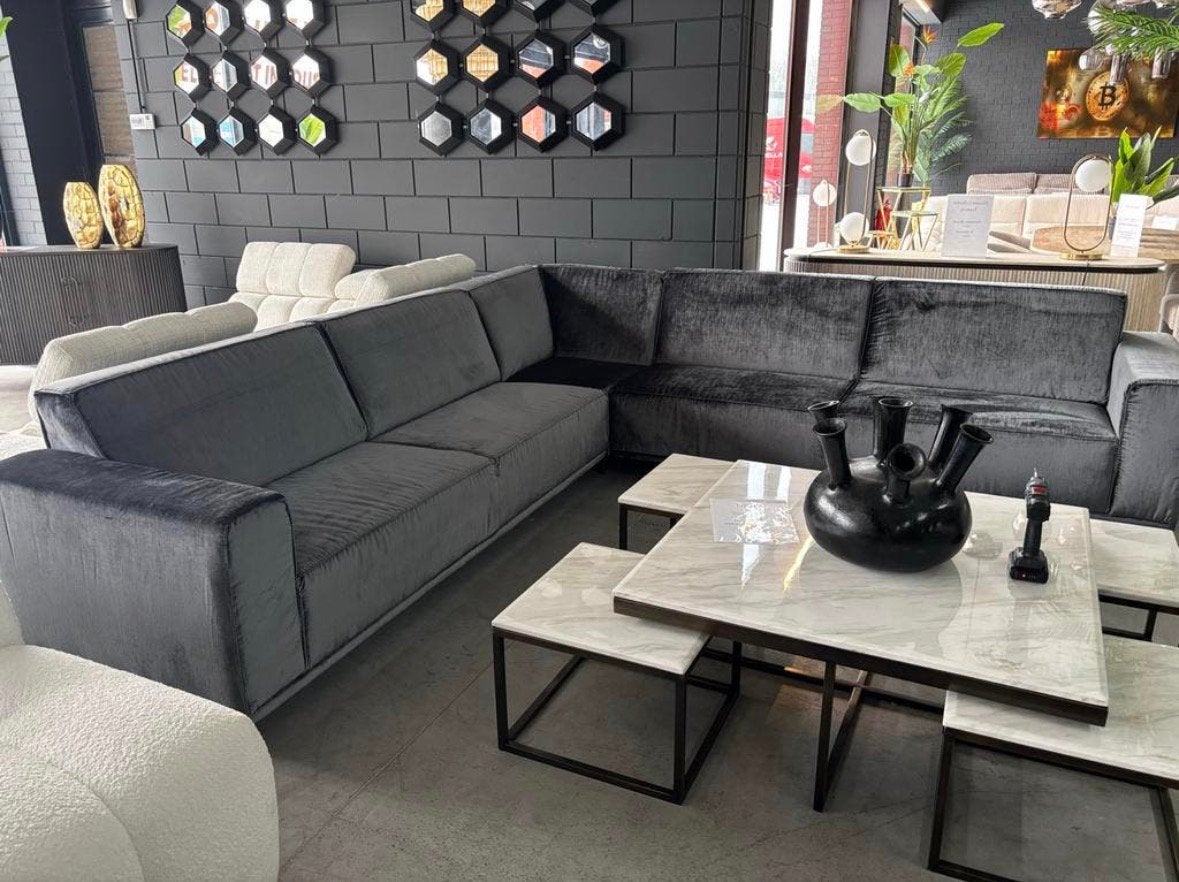 Ruime hoekbank VELVET - Showroomopruiming!