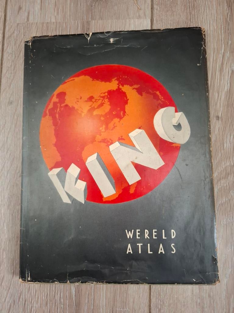 King Wereld Atlas uit 1958 - Met gebruikerssporen, Boeken, Atlassen en Landkaarten, Ophalen of Verzenden