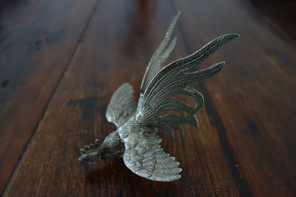 Haan deco metaal verzilverde kleur, Antiek en Kunst, Kunst | Beelden en Houtsnijwerken, Ophalen of Verzenden, Metaal, Beeld, Vogel