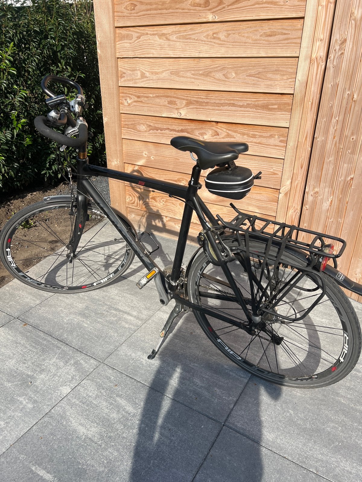 Thompson racefiets, zwart, met bagagedrager, Fietsen en Brommers, Gebruikt, Velgrem, Versnellingen, 53 tot 57 cm