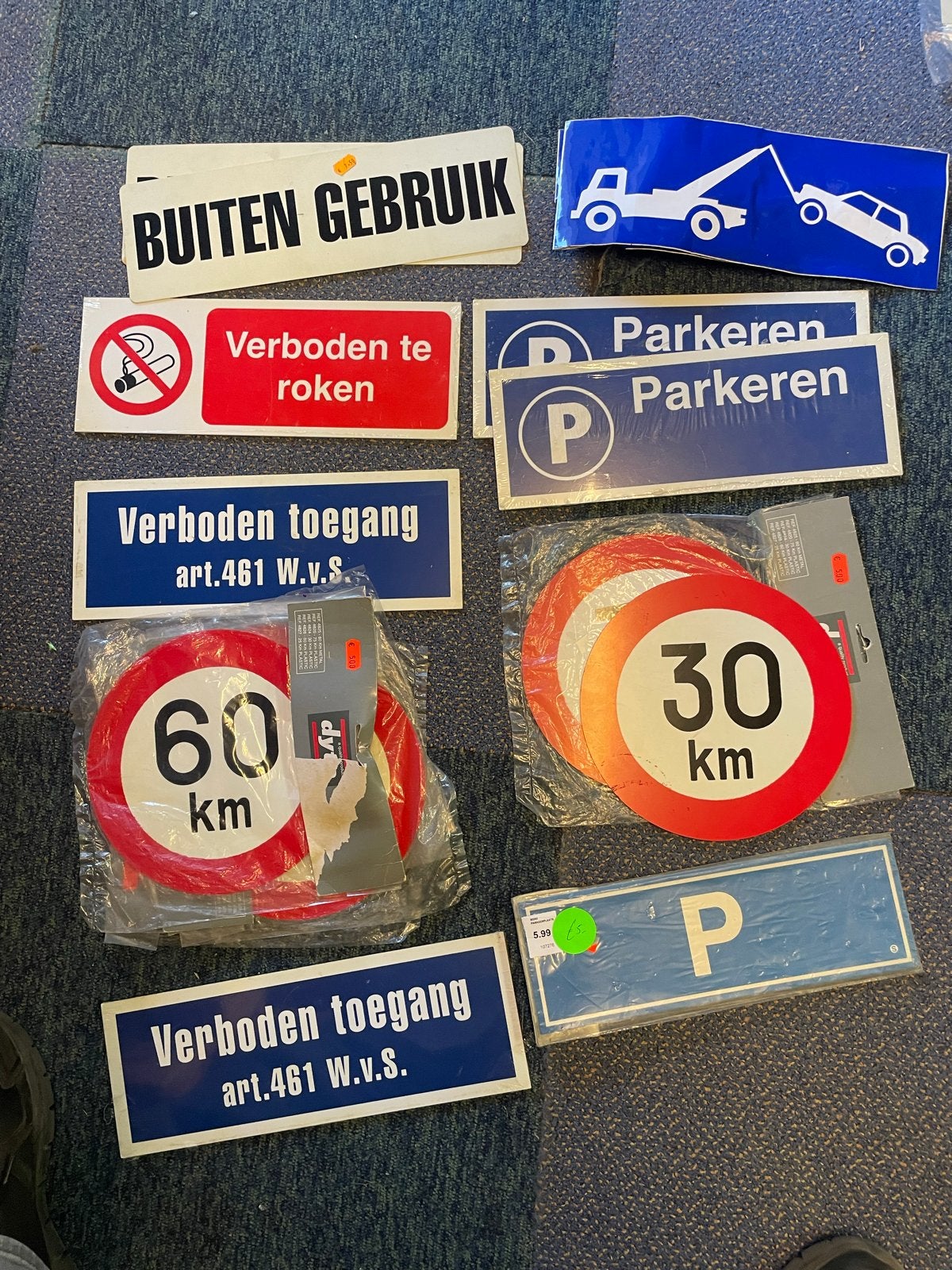 Hard plastic waarschuwings borden assorti, Ophalen of Verzenden