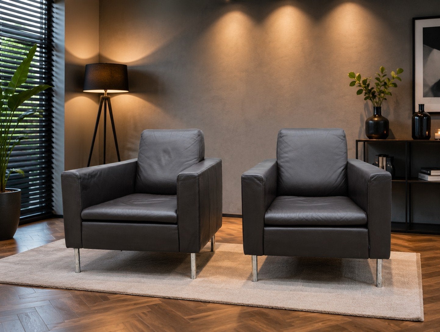 De Sede DS-4 Design Fauteuil – Donkerbruin Leder – Topstaat, Ophalen, 50 tot 75 cm, Leer, Rechthoekig