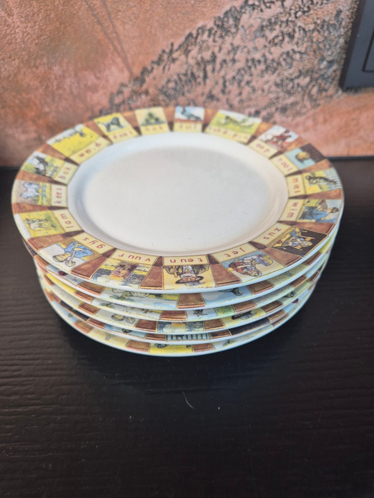 6 Wolters-Noordhoff Ter Steege gebaksbordjes, 17cm, Antiek en Kunst, Ophalen of Verzenden