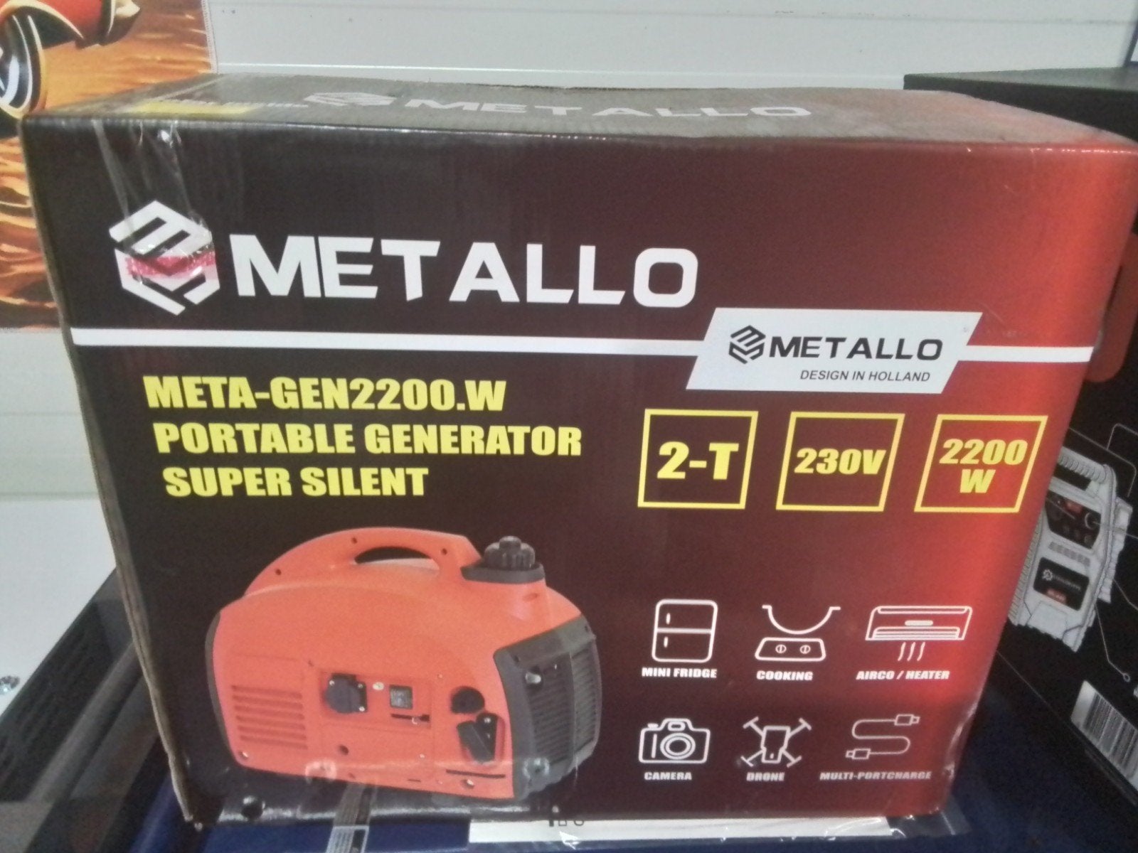 Metallo META-GEN2200.W Draagbare Super Stille Generator, Benzine, Nieuw, Ophalen of Verzenden, Geluidgedempt