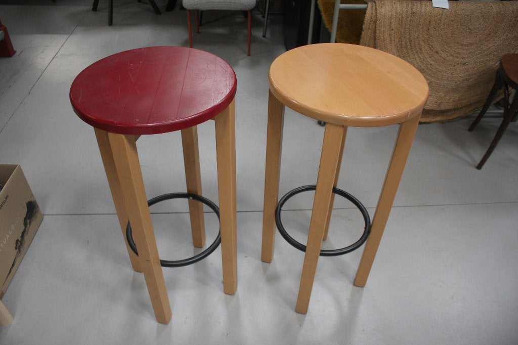 40 ronde barkrukken hout metaal horeca cafe mancave, Ophalen, Met voetsteun, 60 tot 90 cm, Hout