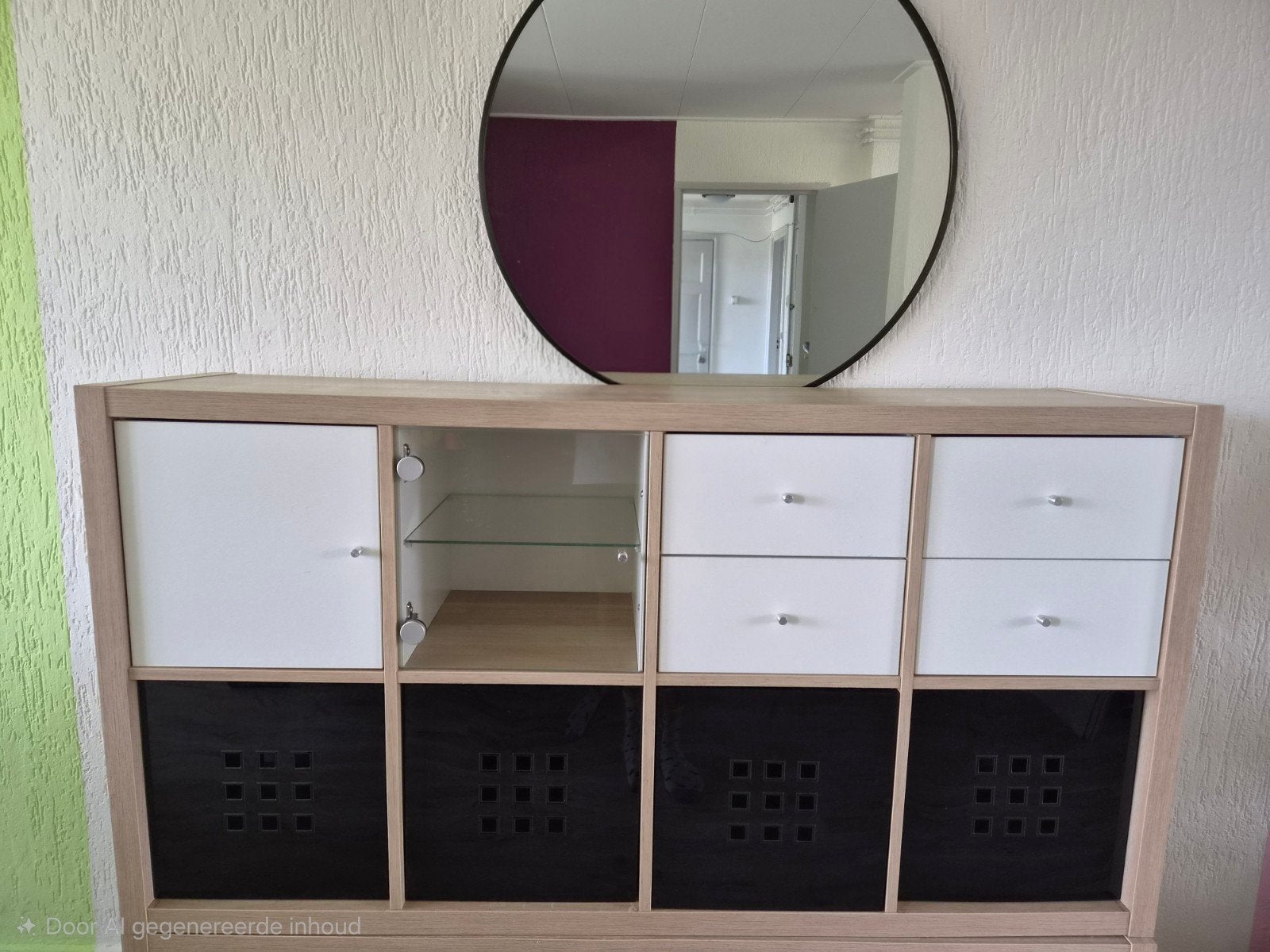 KALLAX kasten 2x4 en 1x5, wit gelazuurd eikeneffect, Ophalen, Gebruikt