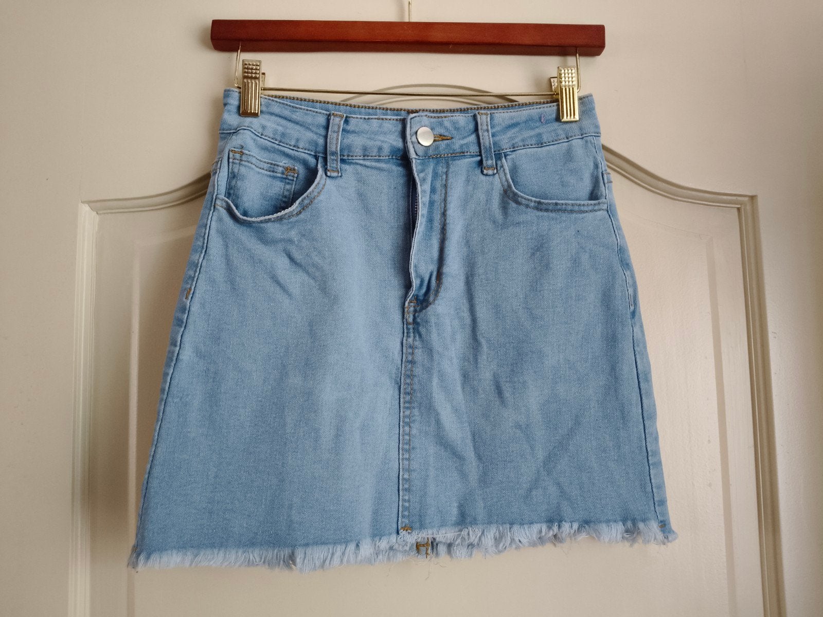 Nette gedragen spijker rokje met ravel, Ophalen, Blauw, Maat 36 (S), Gedragen