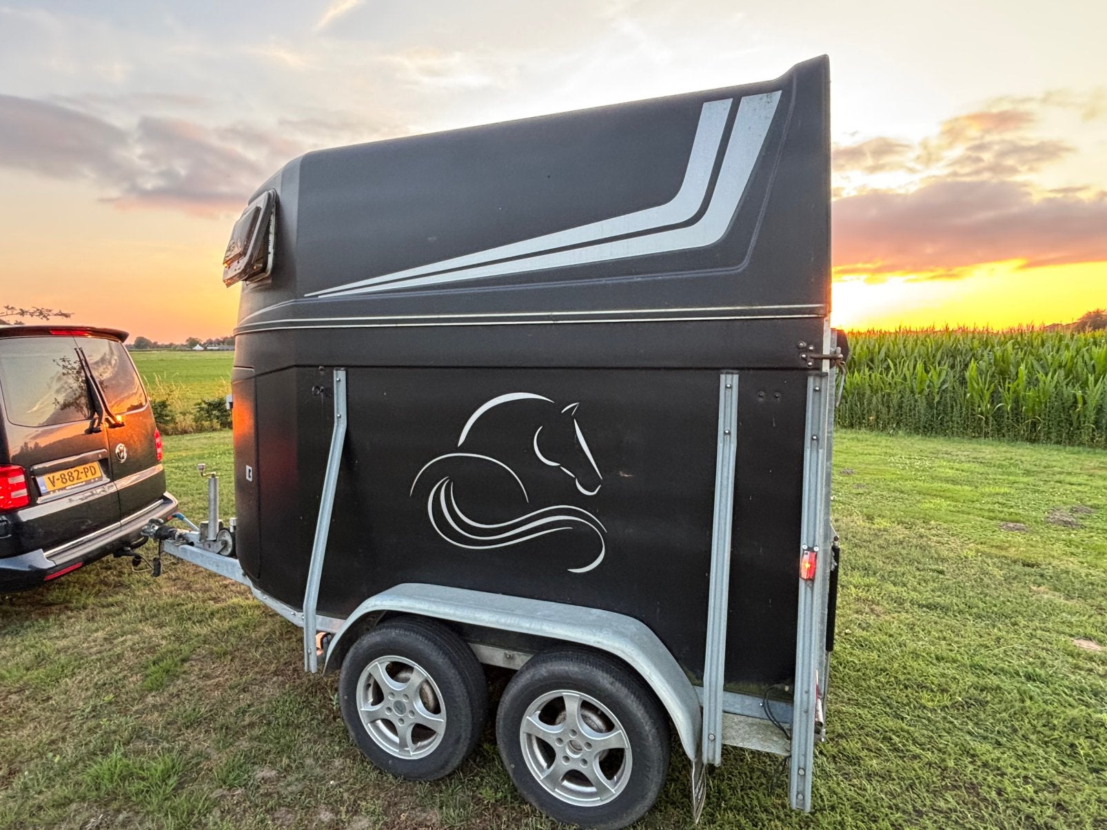 2 paards trailer, Dieren en Toebehoren, Ophalen, Gebruikt, Polyester, 2-paards trailer
