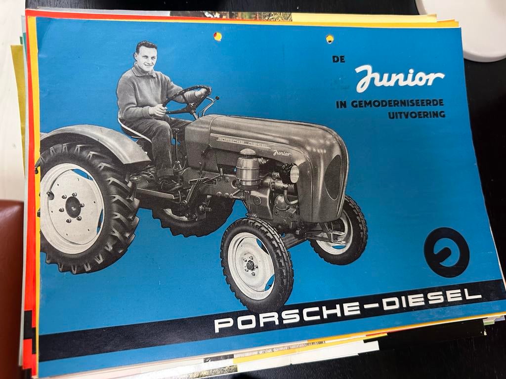 Oude folder Porsche-Diesel Junior uit de jaren '60, Ophalen of Verzenden, Zo goed als nieuw, Porsche
