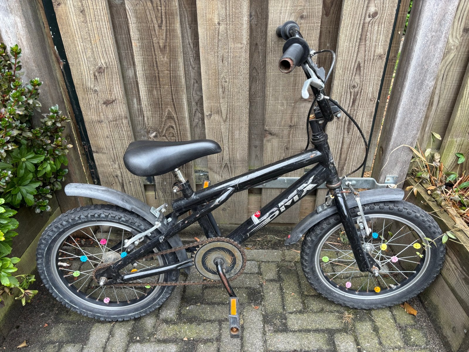 Zwarte BMX kinderfiets - 16 inch, Ophalen, Staal, Velgrem, V-brakes