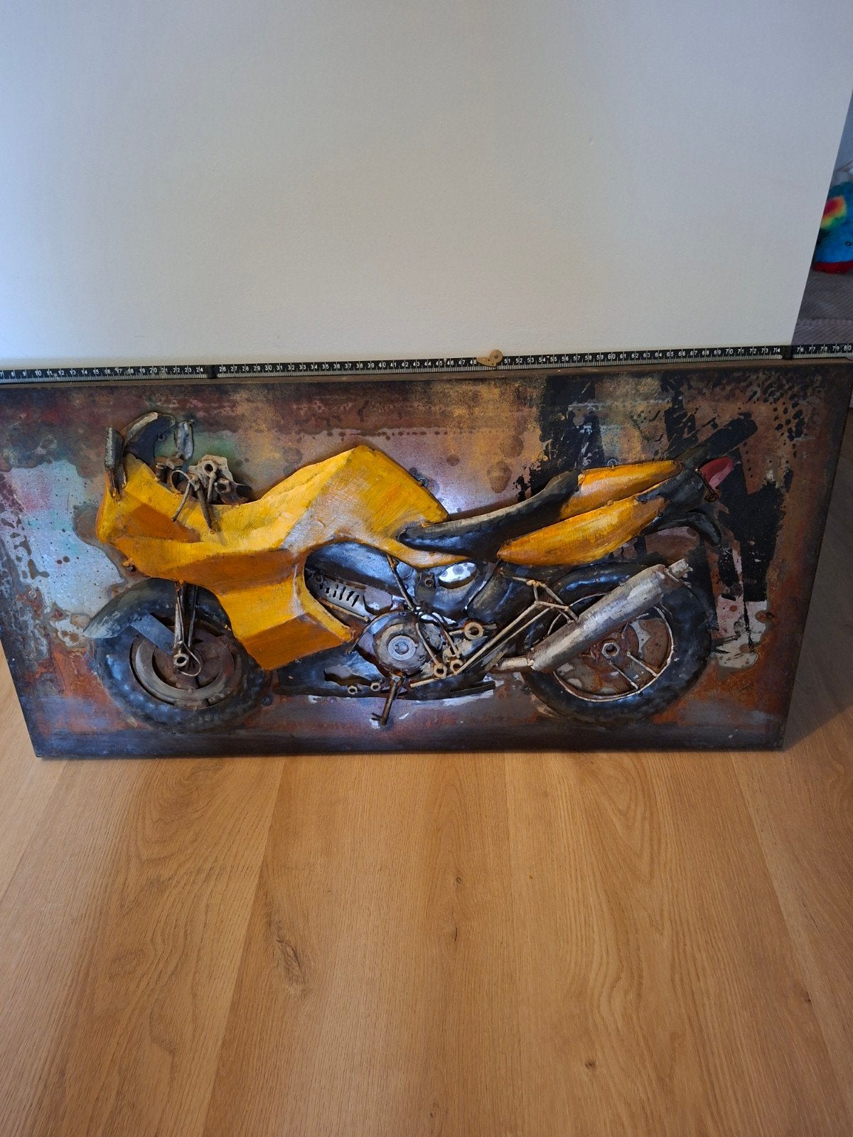 Uniek 3D Motor Schilderij - Metaal en Acryl, Antiek en Kunst, Voertuigen, Acrylverf, Met textuur, Ophalen of Verzenden