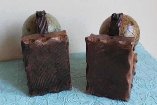 Vintage boekensteunen/wereldbol uit de jaren '70, Huis en Inrichting, Woonaccessoires | Wereldbollen, Ophalen of Verzenden, Gebruikt