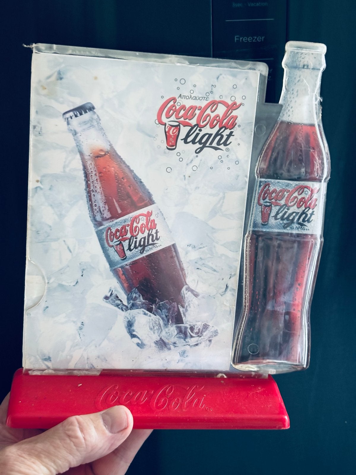 Vintage Coca-Cola Light Menuhouder - Grieks Design, Ophalen of Verzenden, Gebruikt, Reclamebord