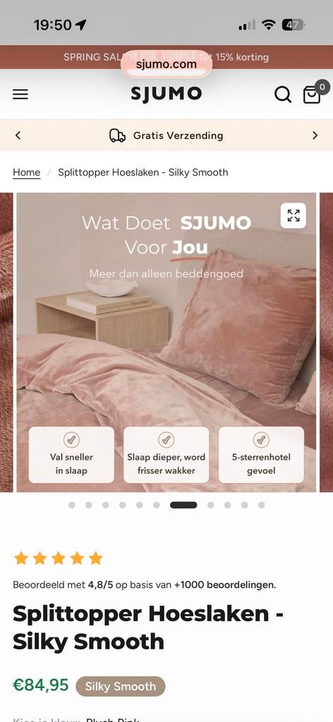 Sjumo splittopper hoeslaken - Silky Smooth, Gebruikt, Hoeslaken of Sloop, Tweepersoons, Ophalen of Verzenden