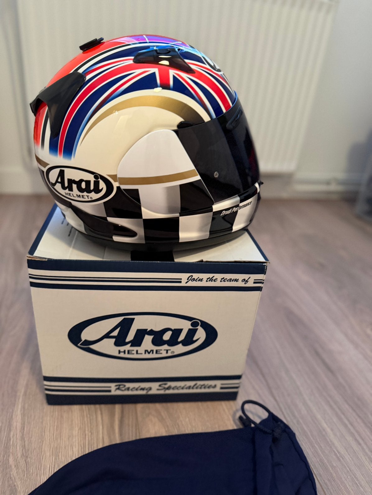 Unieke Arai Quantum Flag UK (Maat L), Motoren, Kleding | Motorhelmen, Ophalen, Tweedehands, Integraalhelm, Arai