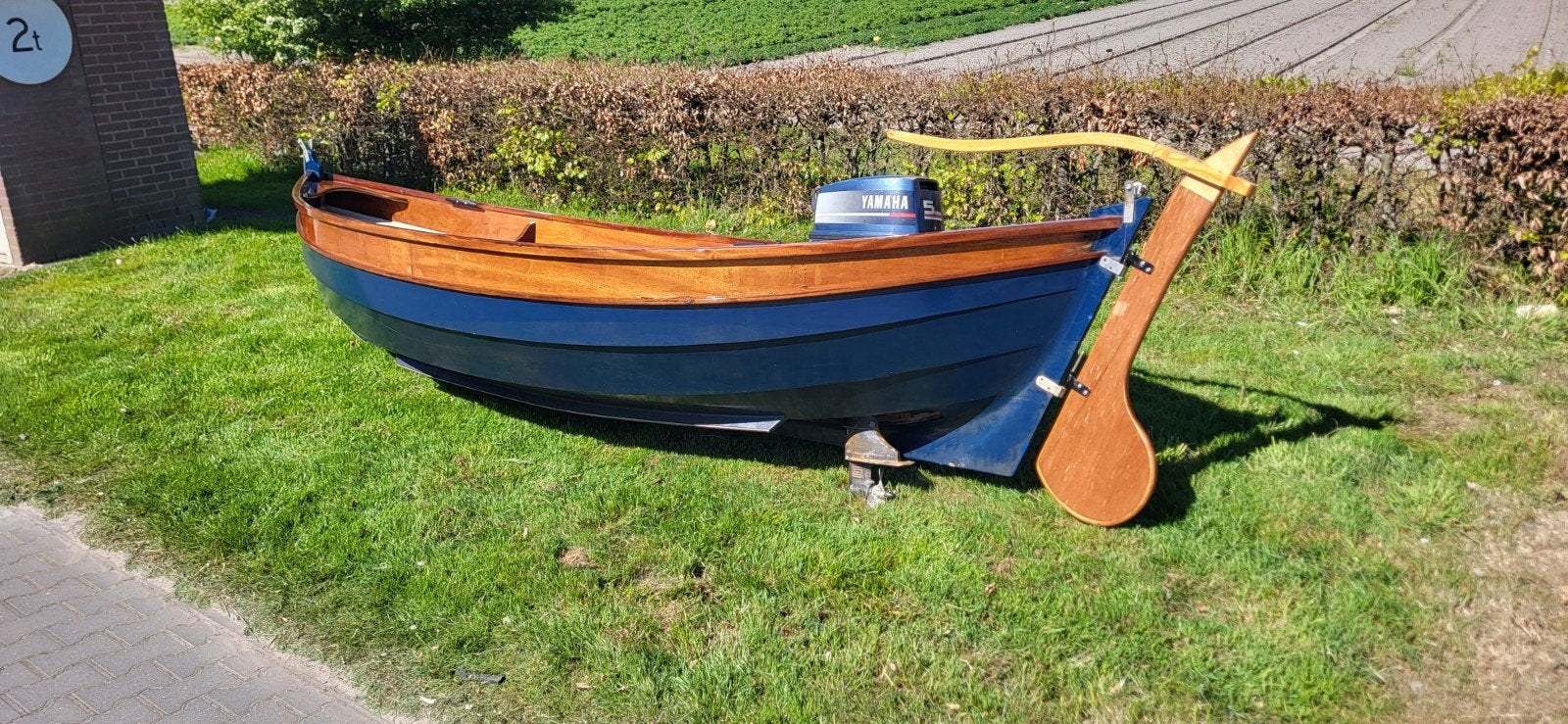 Houten Lobster 12.5 Sloep met 5 pk Yamaha 2-takt motor, Watersport en Boten, Sloepen, Ophalen