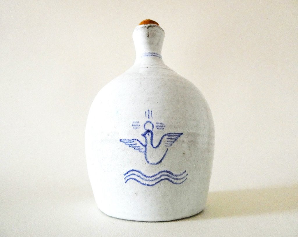 Doopkruik / wijwaterkruik met symbool duif met golven, Antiek en Kunst, Ophalen of Verzenden