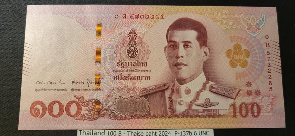 Thailand 100 Baht 2024 P-137b UNC Bankbiljet, Postzegels en Munten, Bankbiljetten | Azië, Ophalen of Verzenden