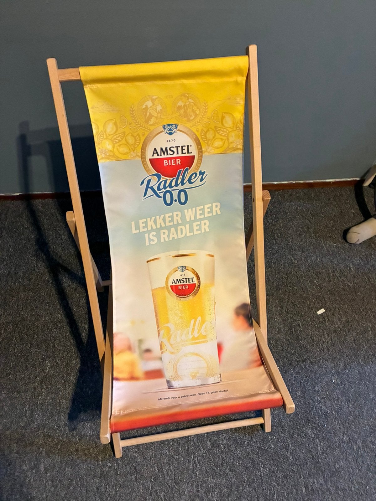 Strandstoel Amstel Radler, Tuin en Terras, Ophalen, Zo goed als nieuw, Hout, Inklapbaar
