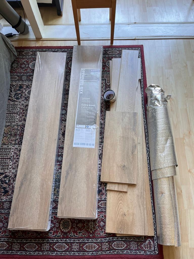 Eiken laminaat 2 pakketten, 5 tot 6 m2, Ophalen, 50 tot 150 cm, Nieuw, 5 tot 10 m²