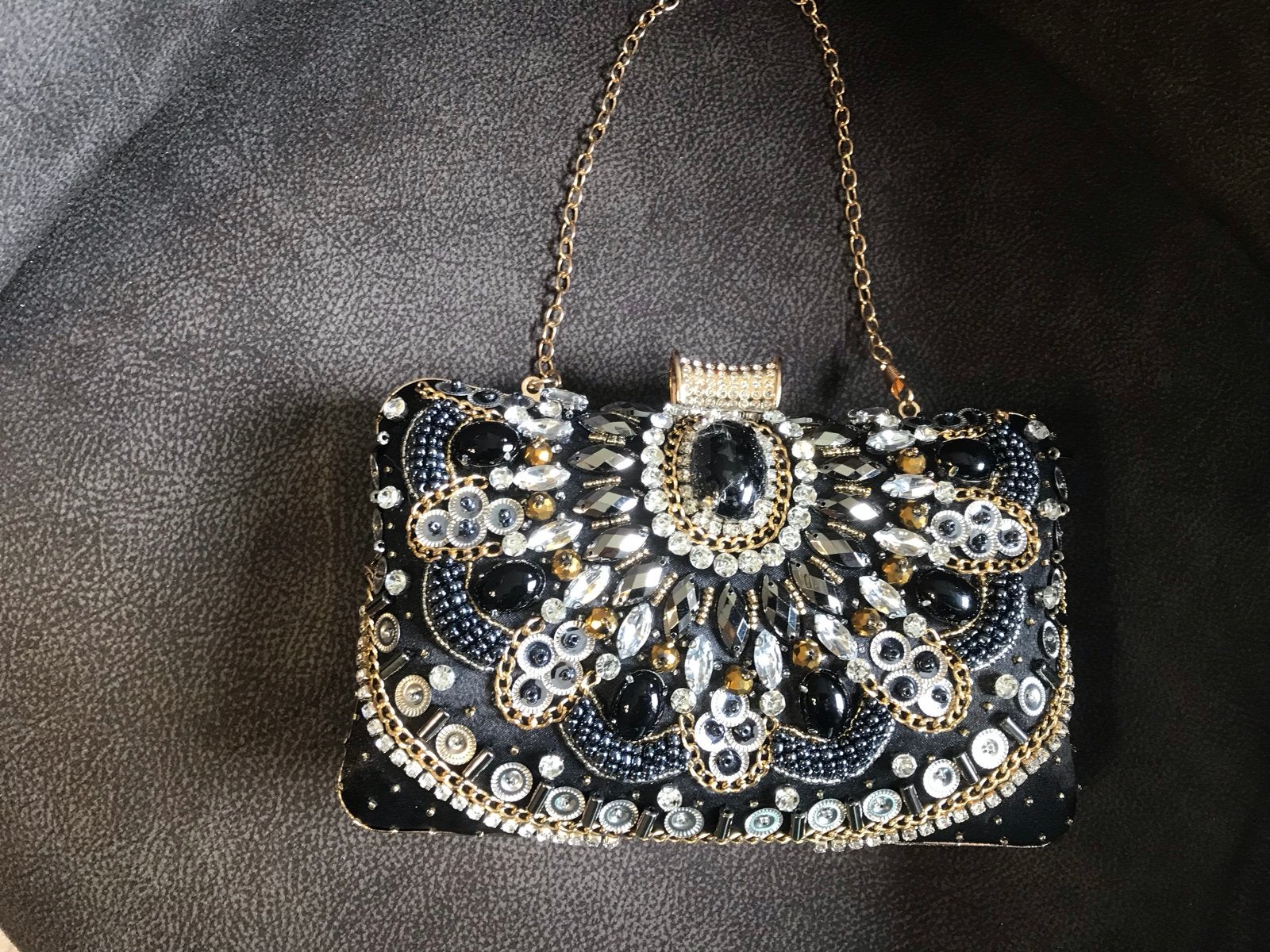 Elegante Avondtas met Kralen en Edelstenen, Ophalen of Verzenden, Nieuw, Zwart, Avondtasje