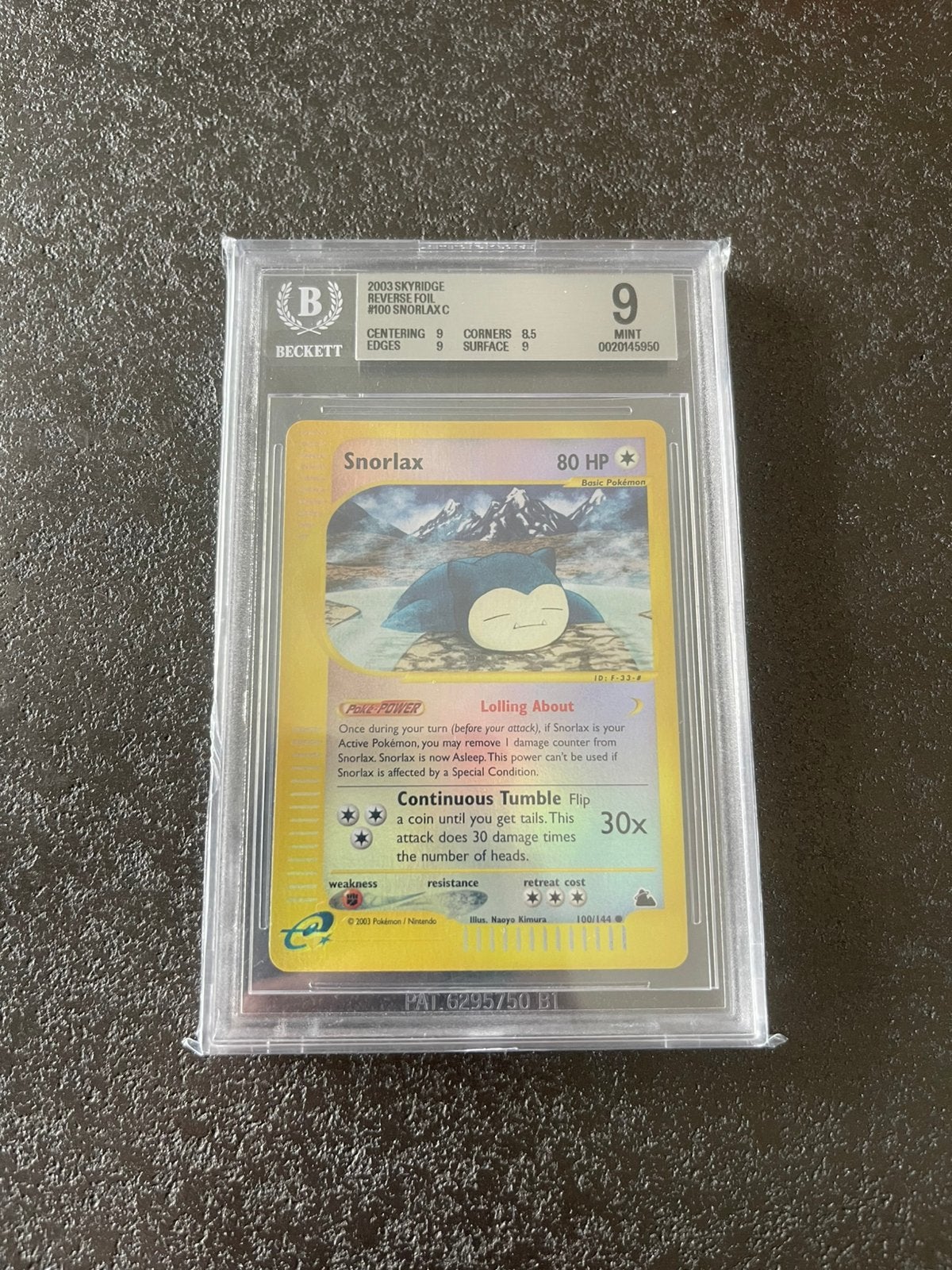 Snorlax Reverse Holo Skyridge 100/144 BGS 9 PSA, Ophalen, Zo goed als nieuw, Losse kaart, Foil